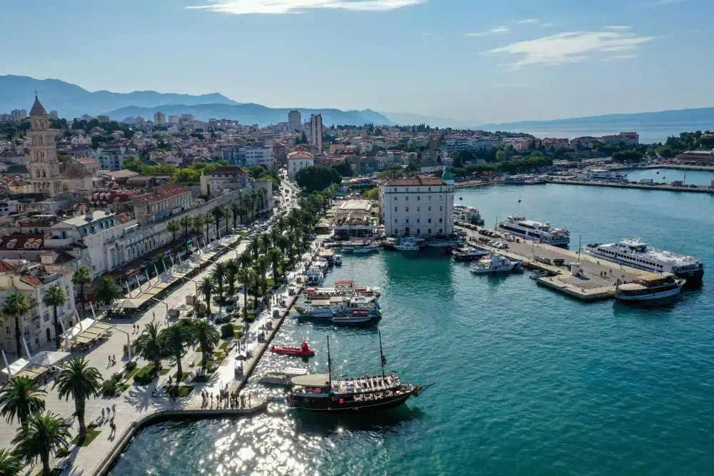 Sun-bleached stone steps leading up into Split's historic centre
