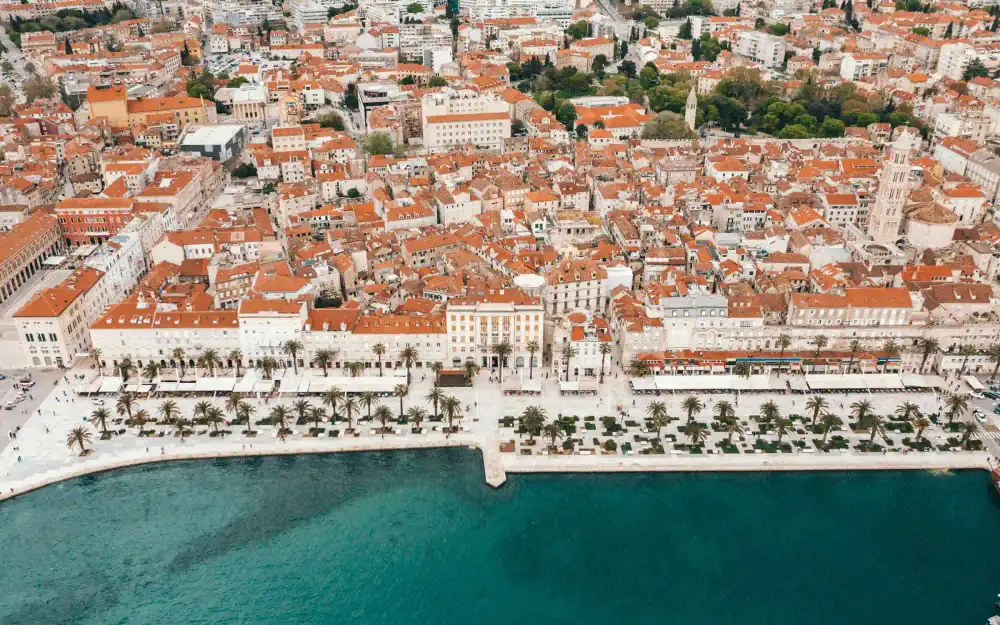 Split's harbour and coastline on a bright summer day, Croatia