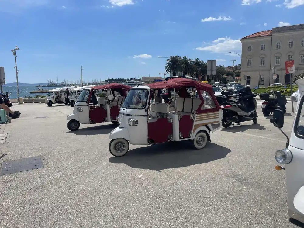 Children delighted on their first tuk tuk ride in Split